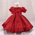 thumbnail image 2 of Bearichfupo Infant Girls Style Girl's Dress Baby Bow Puff Sleeve Princess Dress Short Sleeve Princess Dress, Sizes 12-18 Months, 2 of 4