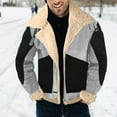thumbnail image 2 of Men's Casual Leather Jacket Winter Warm Thickened Lapel Coat Long Sleeve Padded Sheepskin Outwear Windproof Stylish Plus Size, 2 of 2
