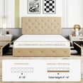 thumbnail image 6 of Sha Cerlin Beige Queen Fabric Platform Bed Frame with 4 Storage Drawers & Adjustable Headboard, Adult, 6 of 7