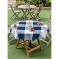 thumbnail image 4 of Outdoor Tablecloth with Umbrella Hole and Zipper, Navy Blue Plaid Waterproof Patio Tablecloth for Dining Round 60'', Spring Farmhouse Buffalo Checkered Wipeable Table Cover for Picnic BBQ Party Patio, 4 of 9