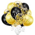 thumbnail image 1 of Globos SHUNTAI 76.º cumpleaños negro y dorado, 15 unidades, 12", 1 of 7
