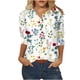 thumbnail image 2 of ICHUANYI Clearance Women's Fashion Three Quarter Sleeve Retro V-Neck Easter Printed Loose Tops Blouse(White, M) ICHUANYI WER2023080914613, 2 of 5
