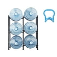 thumbnail image 1 of KFFKFF Triple Layered Water Container Stand, 5 Gallon Water Bottle Organizer, Dual Line Water Bottle Storage for 6 Bottles, Robust Water Container Stand for Kitchen, Office, Living Room, Black, 1 of 9