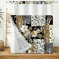 thumbnail image 4 of MIZHONA Boho Shower Curtain with Snap in Liner,Black and White Check Fabric Bathroom Curtain,71"× 71", 4 of 6