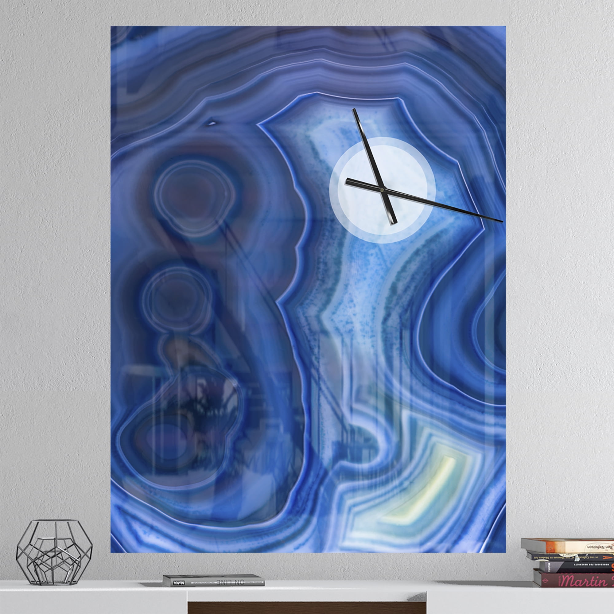 Designart 'Blue Agate Stone Design' Modern wall clock