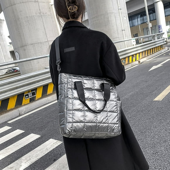 TIMIFIS Crossbody Bags for Women Bags for Women Shoulder Bags Women's Nylon Padded Quilted Bags Large Zippered Shoulder Bags Embroidery Thread Plain Checked Shoulder Bags Trendy Shopping Handbags