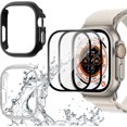 thumbnail image 1 of [2+2 Pack] for Apple Watch Ultra 49mm Screen Protector and Case, 2 Packs Hard PC Frame Cover with 2 Sets Tempered Glass Screen Protector for Apple Watch Ultra 49mm, Black+Clear, 1 of 5