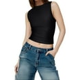 thumbnail image 2 of fatyb Womens Crop Tank Tops High Neck Slim Casual Going out Tops Sleeveless Summer Basic Tees Shirts, 2 of 5