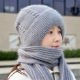 thumbnail image 6 of Casual Women Warm Windproof Knitted Ear Protection Cap Neck Warmer Integrated Cap Scarf Beanie Hat Scarf WINE RED, 6 of 8