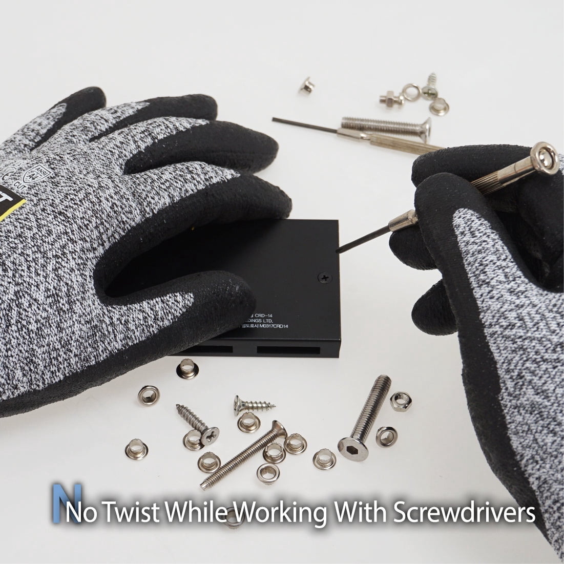 DEX FIT CRU553 Grey Level 5 Cut Resistant Gloves (Power Grip, Durable Foam, X-Large) - 3 Pair