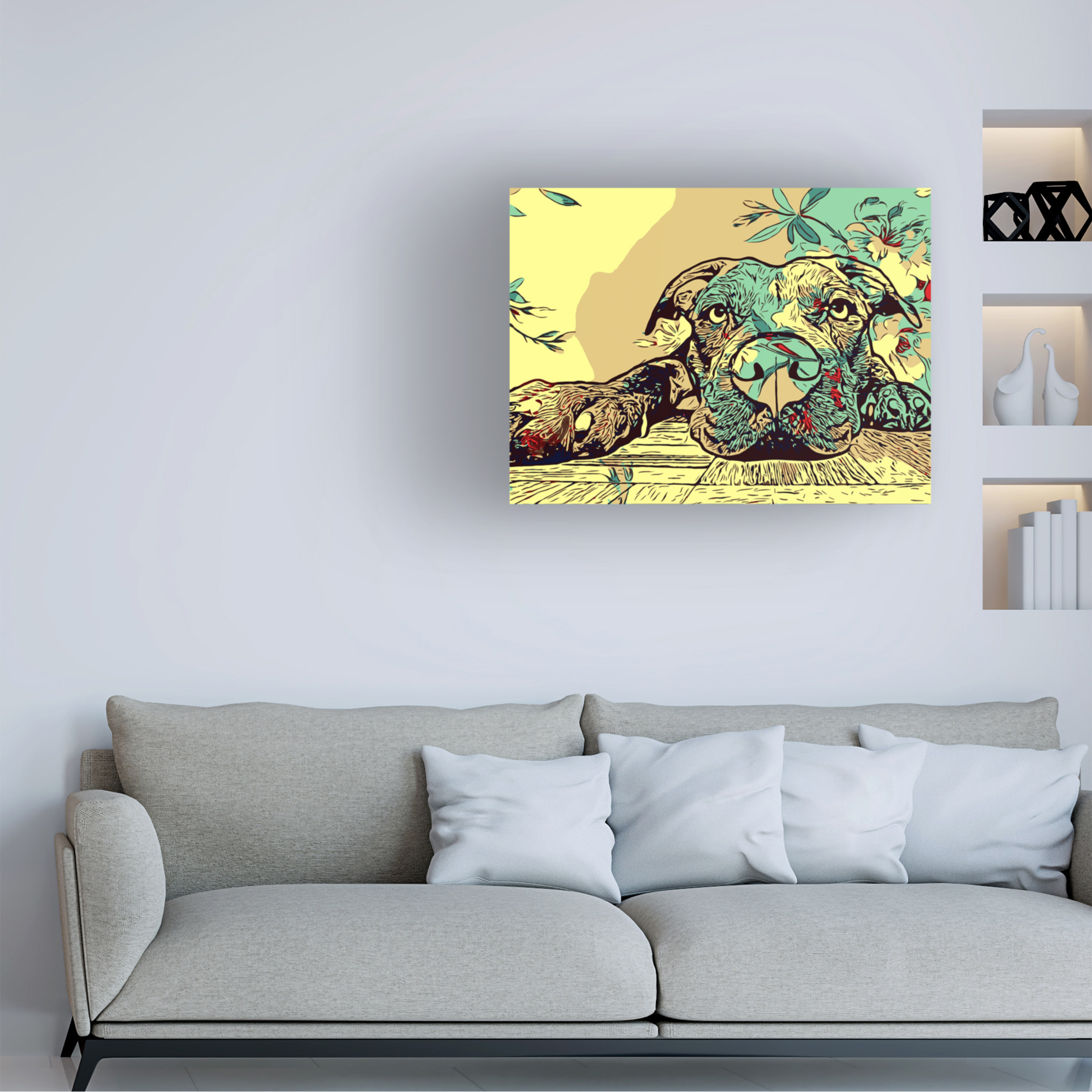 Canvas Wall Art - Dean Russo 'Pitbull Love Style' Wall Art for Living Room, Bedroom, or Office Décor by Trademark Fine Art - 24 x 18 Inches