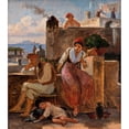 thumbnail image 2 of Wilhelm Marstrand 12x14 Gold Ornate Wood Frame and Double Matted Museum Art Print Titled - Neapolitan Way of Life. Study (C. 1839), 2 of 4