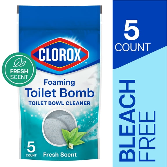 Clorox Foaming Toilet Bomb Toilet Bowl Cleaner, Bleach Free, Fresh Scent, 5 Count