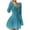 Blue, variant on Yangnuo Womens V-Neck Long Sleeve Flared Mini Dress Irregular Print Wavy Hem Stretchy Casual A Line Dress