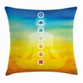 thumbnail image 1 of Chakra Decor Throw Pillow Cushion Cover, Gradient Colored Digital Female Human Body with Central Sacred Chakra Points Design, Decorative Square Accent Pillow Case, 16 X 16 Inches, Multi, by Ambesonne, 1 of 2