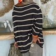 thumbnail image 7 of Qetyuw Women's Striped Long Sleeve Sweaters Casual Boat Neck Chunky Pullover Sweater Crochet Knit Loose Fit Jumpers, 7 of 7