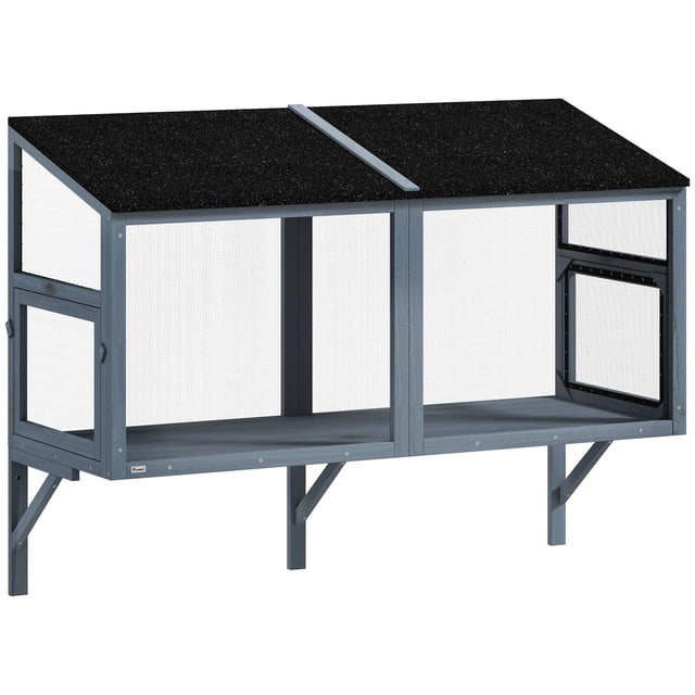 PawHut Catio Outdoor Enclosure for Window, Outdoor Cat House, 51.2"L, Grey