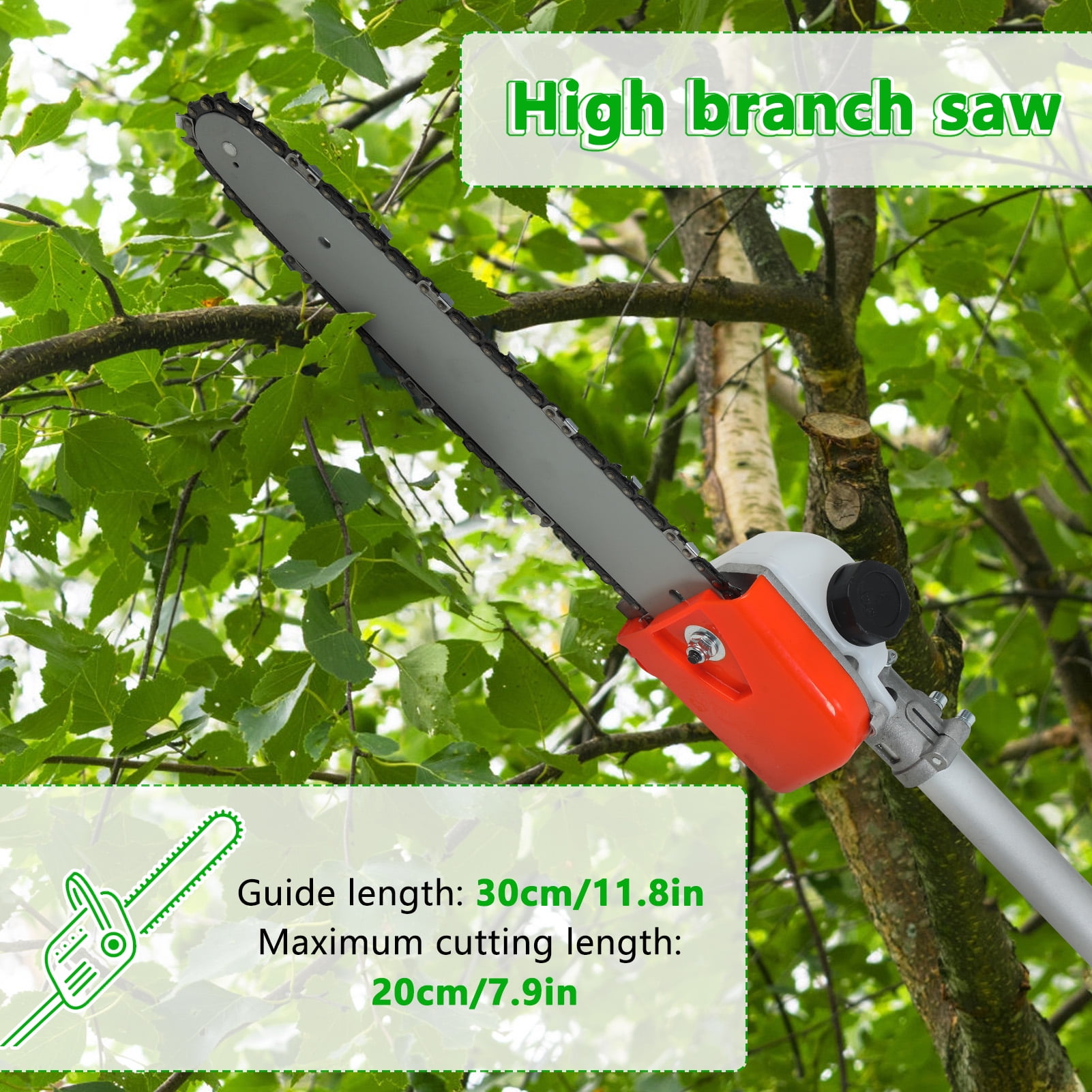 Baellsa 8-in-1 52CC Gas Trimming Tool – Hedge Trimmer, String Trimmer, Pole Saw & Brush Cutter