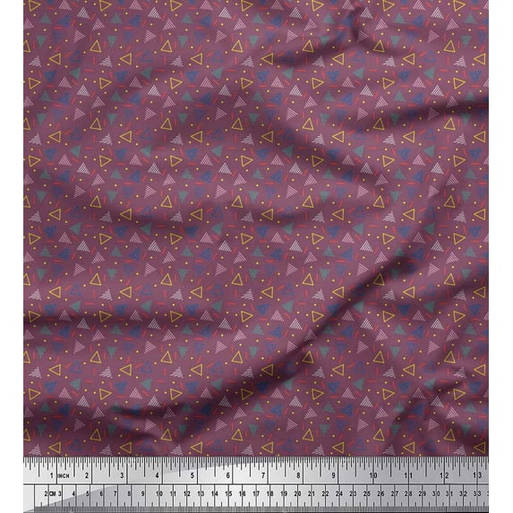 Soimoi Cotton Jersey Fabric Dot & Triangle Shirting Print Sewing Fabric Yard 58 Inch Wide