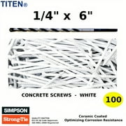 Concrete Screws 1/4" x 6" White P/Flat Tapcon Style Masonry Screws and Anchors Kit 100/Box