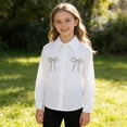 thumbnail image 6 of Girls Long Sleeve Shirts Lapel Button Down Solid Color Tops Casual Comfy Loose Preppy Style Tunic Blouse (9 Years, White), 6 of 9