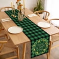 thumbnail image 3 of St Patricks Day Table Runner - 60 Inch Long, Kitchen Dining Table Runner Dresser Scarves, Spring Gold Coin Green Shamrock Plaid Farmhouse Decor for Coffee Tables Wedding Party Banquet, 3 of 8