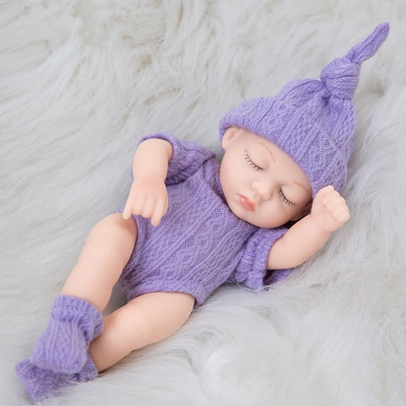 7 Inch (18cm) Sleeping Vinyl Baby Doll with Removable Knit Outfit – Safe Pretend Play Toy for Kids