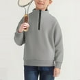 thumbnail image 6 of IVEYRTF Boys Half Zip Sweatshirt Long Sleeve Lapel Collar Pullover Top for Kids Youth Big Boys Winter Clothes Casual Soft Lightweight Loose Round Neckline Pocket Design(Gray#1,13 Years), 6 of 9