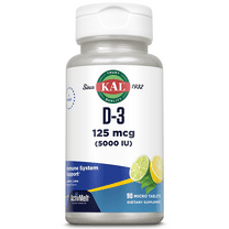 KAL Vitamin D-3 5000 IU | Natural Lemon Lime ActivMelt Micro Tablets | Healthy Immune Function & Bone Support | 90 Ct