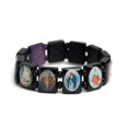 thumbnail image 1 of Fashion Wood Stretch Catholic Icon Bracelets Saint Jesus Cross Virgin Mary Religious Unisex Bracelet 3-color, 1 of 5