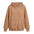 thumbnail image 7 of Hurxie Womens Hoodies Fleece Sweatshirts Long Sleeve Sweaters Pullover Fall Clothes with Pocket Khaki,2XL, 7 of 7