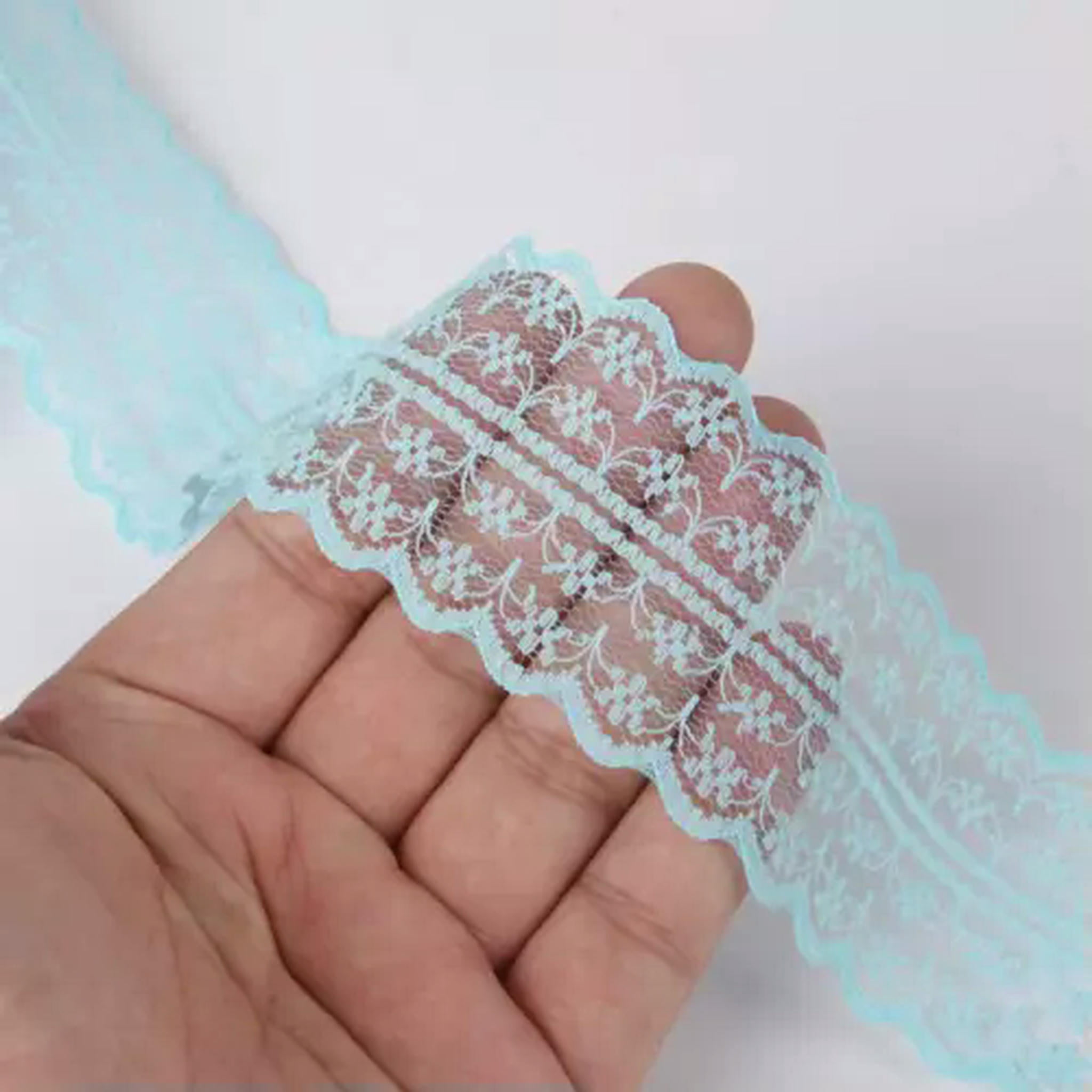 U8MO 300 Yards 45mm Sewing Embroidered Fabric Bilateral Lace Ribbon Trim lot DIY-Brown-300 yard