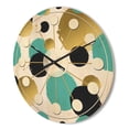 thumbnail image 3 of Designart 'Blue and Gold Circles ' Mid-Century Modern Wood Wall Clock, 3 of 5