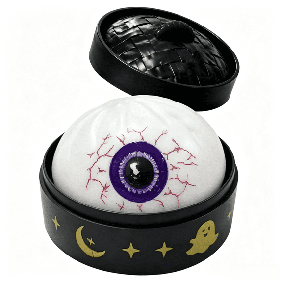 Halloween Dumpling Squishy Novelty Eyeball Design Squeeze with Steamer Basket Elastic Fidget for Seasonal Celebration