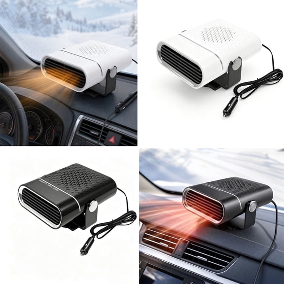 WDOBM 12V Portable Auto Car Cooler Fan Heater, Quiet Space Heater, Energy Efficient Heater, 2 in 1 Fast Heating Defroster Defogger 360° Rotatable Windshield Snow Removal