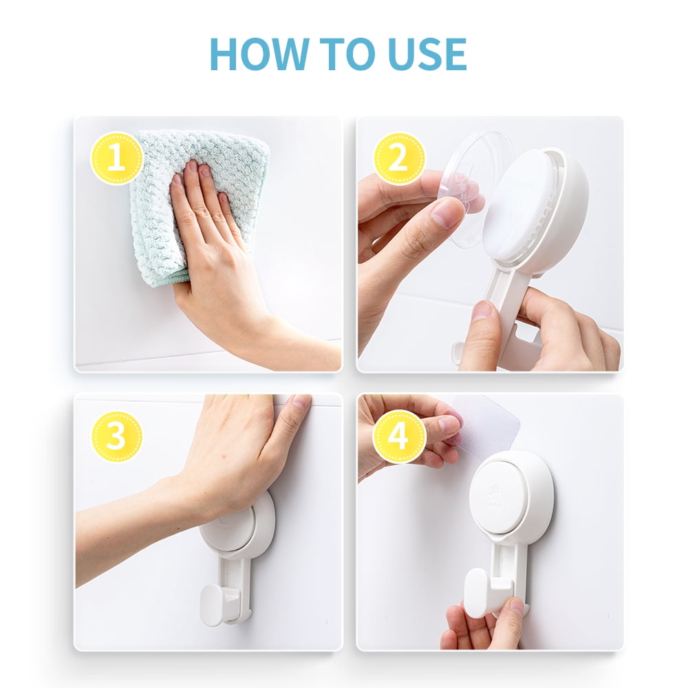 Mainstays Powerful Removable and Reusable Vacuum Suction Cup Hooks-2PK, White
