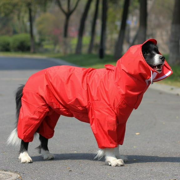 Zhuge Waterproof Dog Raincoat, Lightweight Pet Rain Clothes with Poncho Hood (XXL, A03)