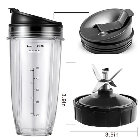 

Replacement Parts for Ninja Blender BL450-30 BL456-30 BL480-30Ect 24OZ Ninja Blender Cups and 7 Fins Blade Accessories