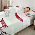 thumbnail image 4 of Manfei Great Wave Torii Full Size Sheets, Red Sun Cherry Bed Sheets Wall Decor, Light Blue Red White 4pcs, 1 Flat Sheet, 1 Fitted Sheet and 2 Pillowcases, 4 of 6