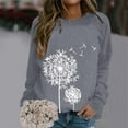thumbnail image 2 of Fiaer Women's Dandelion Sweatshirt Floral Graphic Shirt Casual Crewneck Tee Loose Long Sleeve Pullover Tops Grey M, 2 of 4