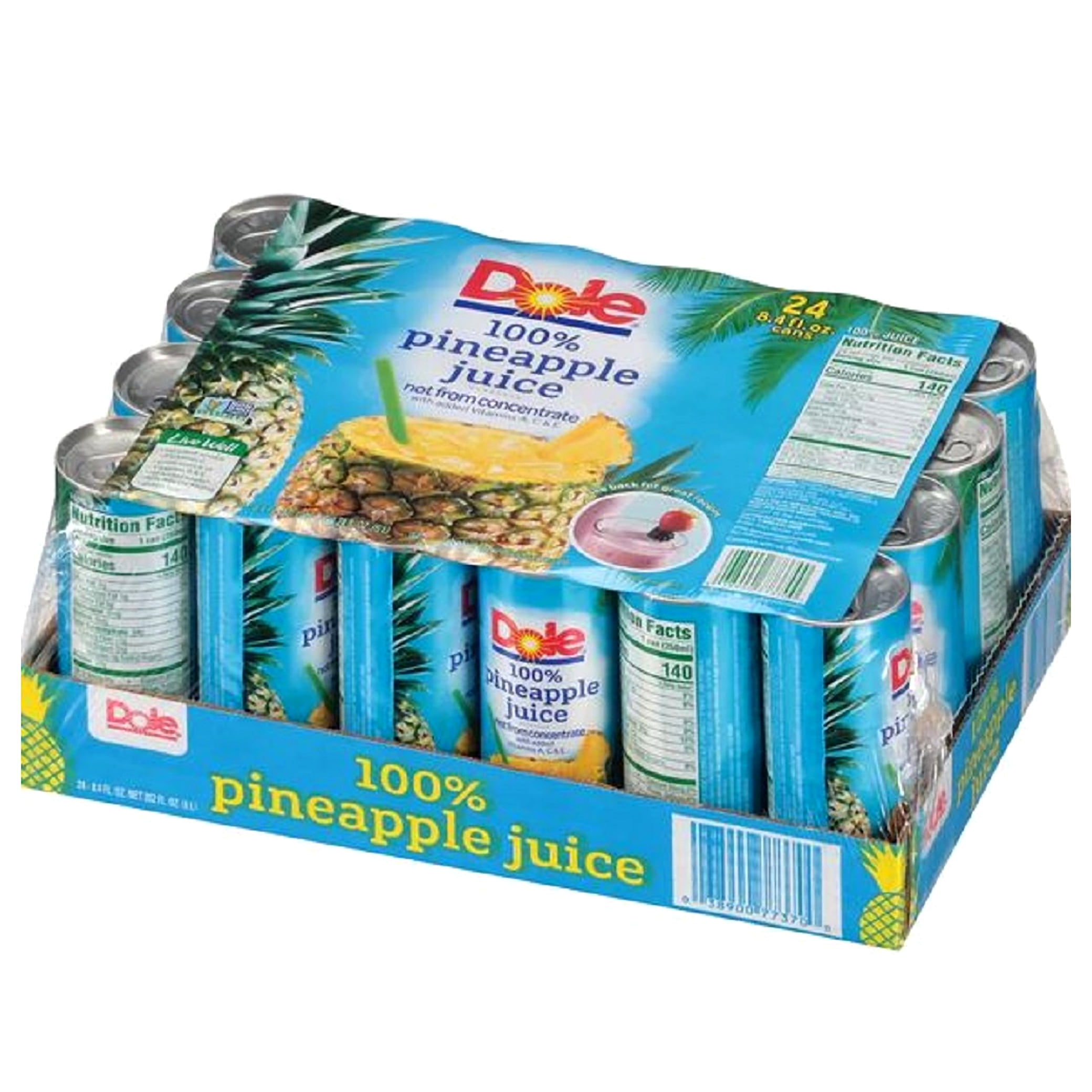 Dole 100% Pineapple Juice, No Added Sugar, Excellent Source of Vitamin C, 100% Fruit Juice, Packaging May Vary, 8.0 Fl Oz (Pack of 24)