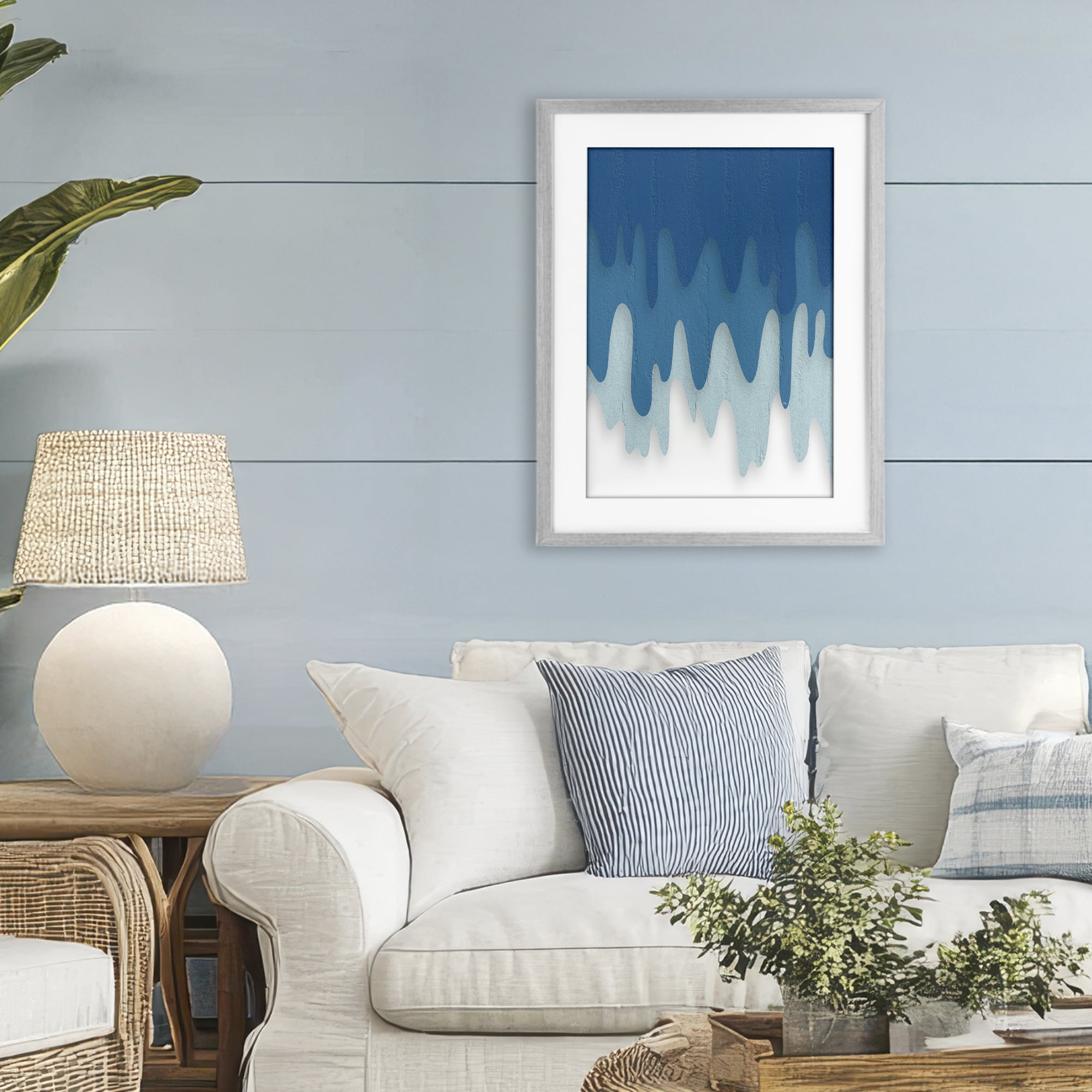 Stupell Industries Water Wave Fluid Contour Gray Framed Print Under Glass, design by Martina Pavlova