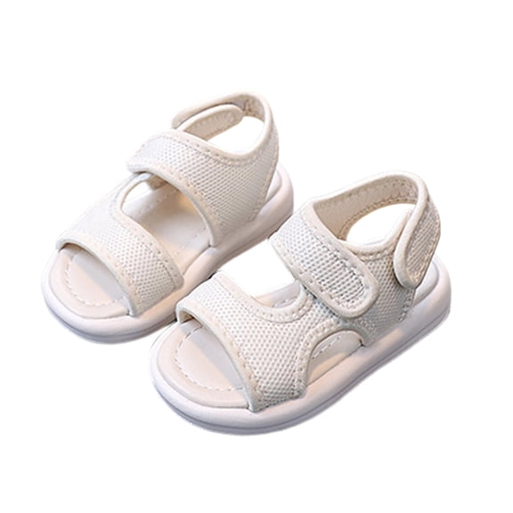 CYRBOKO Boys Beach Sandals, Open Toes Non-Slip Casual Hook&Loop Kids Shoes Beige Size 11 (Little Kids)