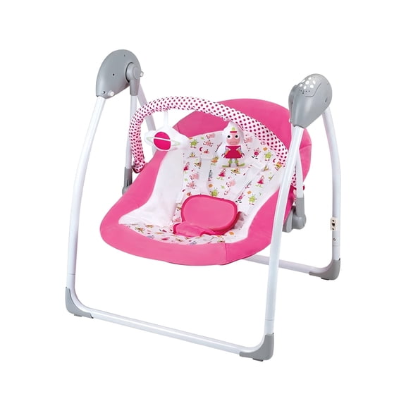 Hlieoar Portable Foldable Electric Baby Swing, 5 Speed Music Timer Infant Swing Chair 0-9 Months, Pink for Newborn Girls