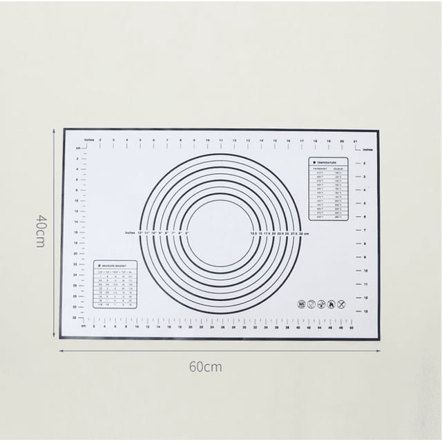 Estera para masa de silicona antiadherente para hornear con medidas - 60 x 40 cm (negro)