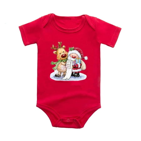 

iaksohdu Baby Romper Long Sleeves Round Collar Elk Printing Infant Newborn First Christmas Romper Festival Jumpsuit for Wedding