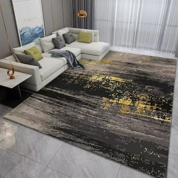 Black Abstract Art Living Room Carpet Luxury Home Decoration Non-slip Floor Mats for Bedroom Large Area Carpets Washable Rugs