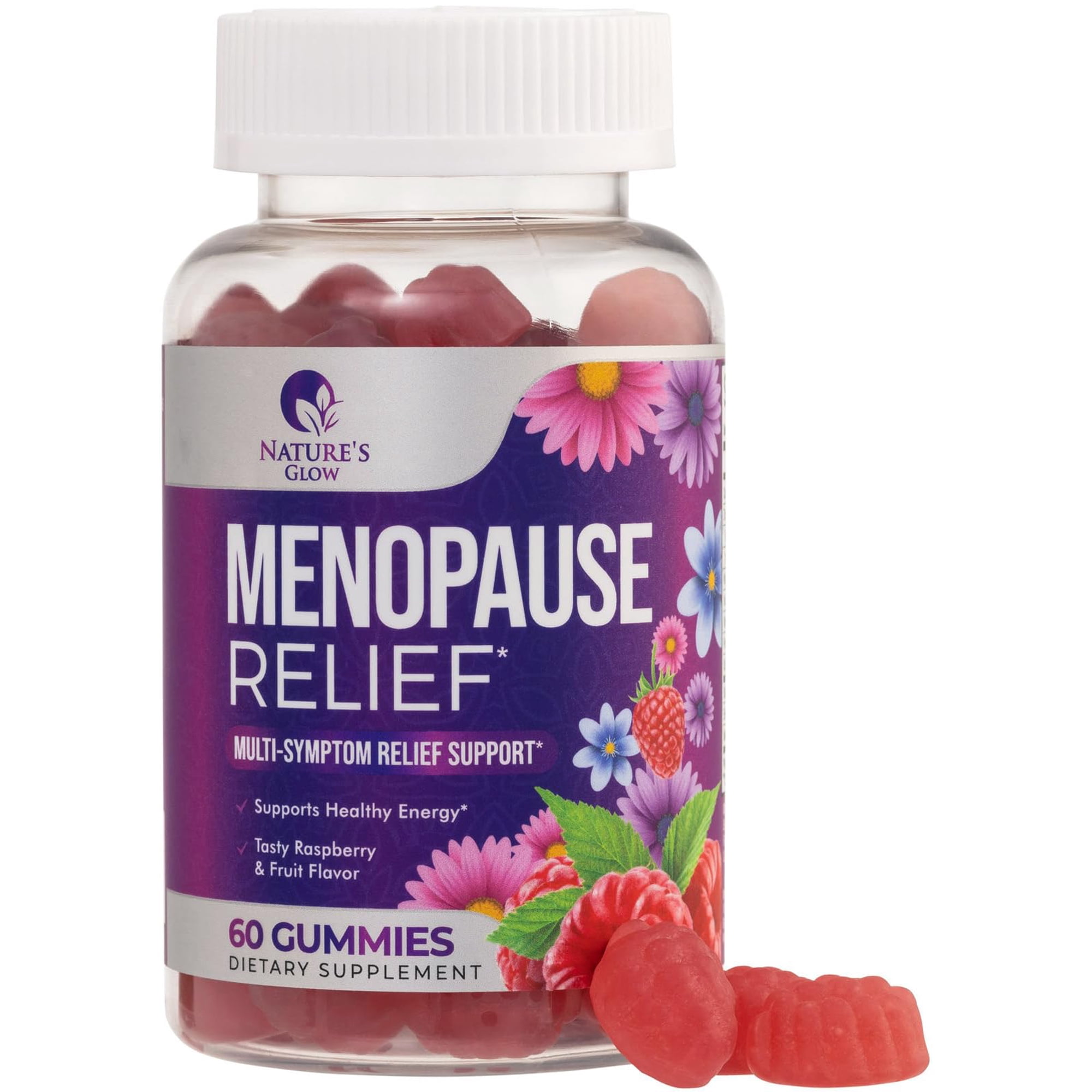 Nature's Glow Menopause Relief Vitamin Gummy for Women - Effective Menopause Support Supplement Gummies, Hot Flash, Night Sweats, Energy & Hormone Support, Non-GMO & Gluten Free - 60 Gummies