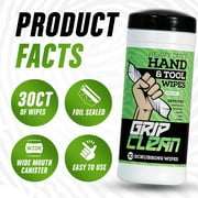 Grip Clean Heavy Duty Cleaning Wipes, Hands, Tool, Surfaces, Waterless, Auto Mechanics & Tool Cleaner Wipes- Citrus Scented Cleansing Wipes - Cleans Grease, Oil, Paint, Inks & more