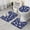 Dinosaur and Palm Navy Pattern, variant on Dinosaur and Palm Navy Pattern 3 Piece Bathroom Rug Set, Non Slip Absorbent Bath Mats with U-Shaped Contour Rug and Toilet Lid Cover